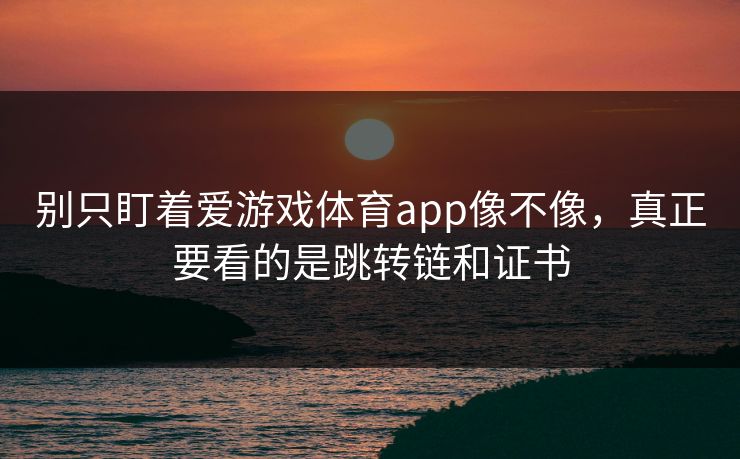别只盯着爱游戏体育app像不像，真正要看的是跳转链和证书