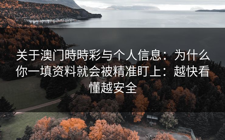 关于澳门時時彩与个人信息：为什么你一填资料就会被精准盯上：越快看懂越安全