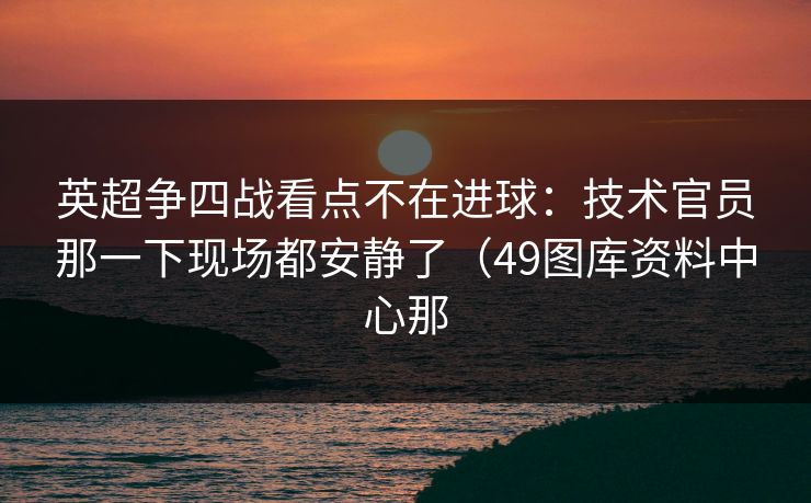英超争四战看点不在进球：技术官员那一下现场都安静了（49图库资料中心那